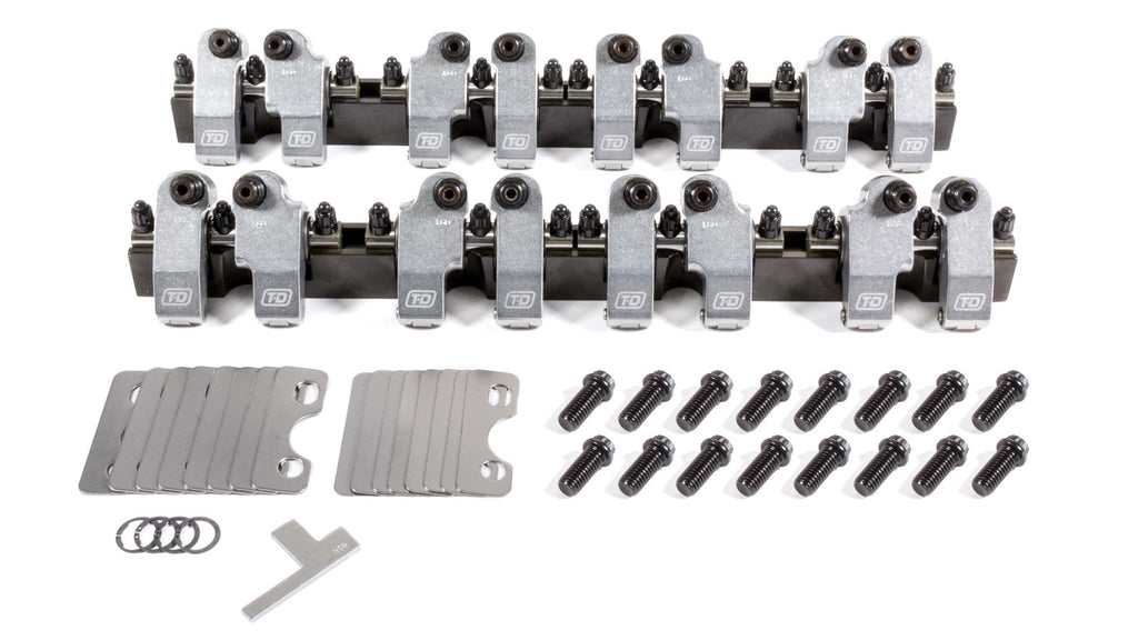 T AND D MACHINE 2053-160/155 SBC Shaft Rocker Arm Kit w/Bowtie 18 Deg. Heads