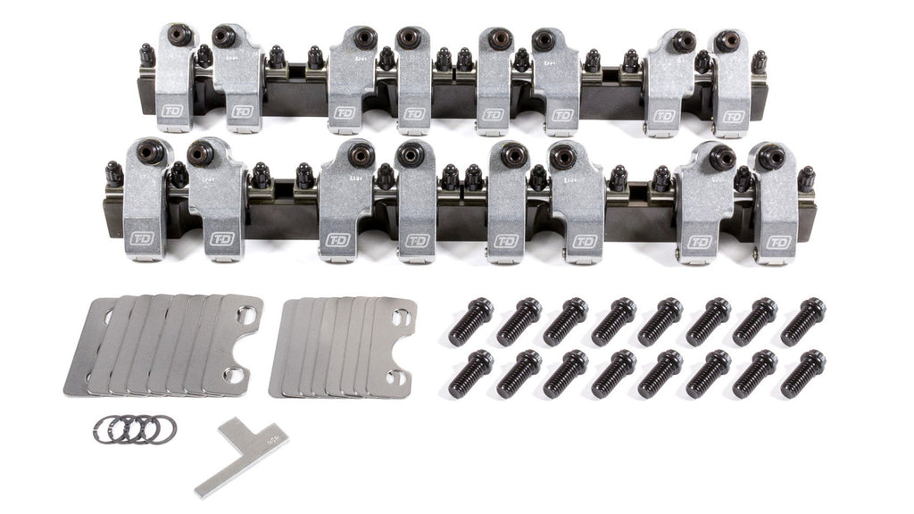 T AND D MACHINE 2053-165/160 SBC Shaft Rocker Arm Kit w/Bowtie 18 Deg. Heads