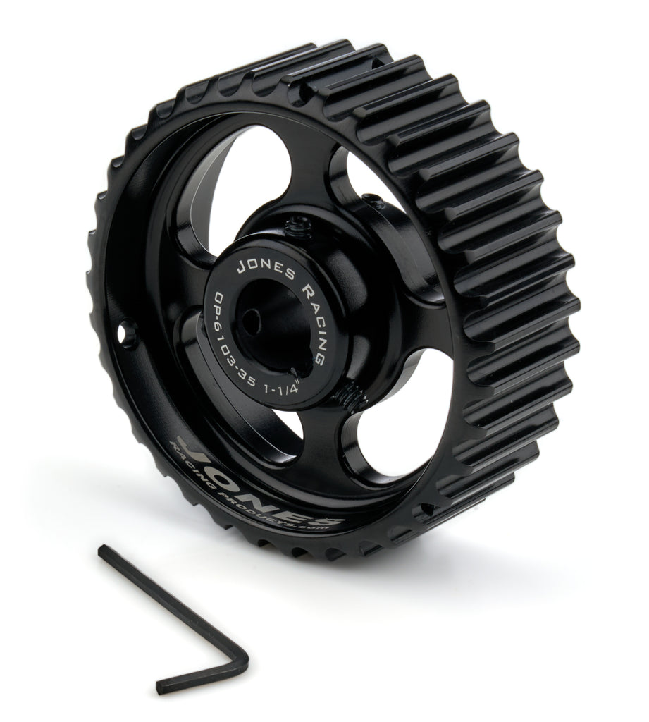 JONES RACING PRODUCTS OP-6103-35-1 1/4 Jones Racing Products Oil Pump Pulley HTD 35 Tooth 1-1/4 inch Wide - Aluminum, Black Anodized