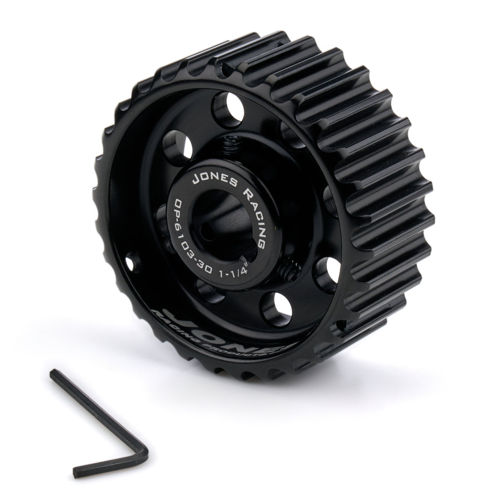 JONES RACING PRODUCTS OP-6103-30-1 1/4 Jones Racing Products Oil Pump Pulley HTD 30 Tooth, 1-1/4 in Wide, 5/8 in Shaft - Black Anodized Aluminum
