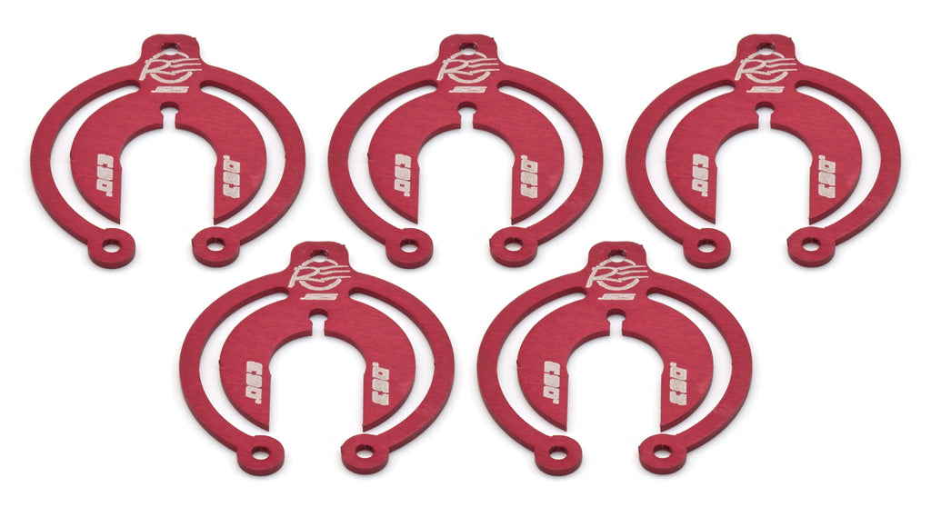 RE SUSPENSION RE-BR-PKA625-063/5 RE Suspension Alum Packer Set - 5/8 inch Diameter, 0.063 inch Thick Bump Stop Shims, Red Anodized Aluminum - Set of 5