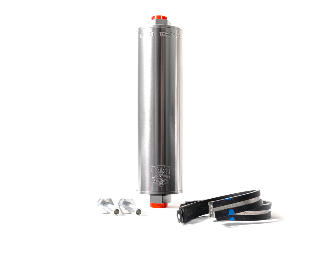 VAPOR TRAPPER VT8SIL-3/8-B Vapor Trapper Charcoal Canister VT8SIL-3/8-B by Vapor Trapper - 8 Inch Silver Aluminum with Fittings and Mounting Bracket