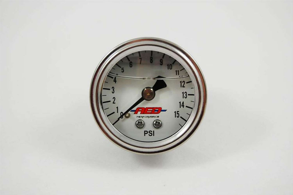 ADVANCED ENGINE DESIGN 6101 1-1/2 Fuel Press. Gauge 0-15psi Liquid Filled