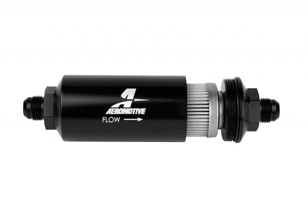 AEROMOTIVE 12379 8an Inline Fuel Filter 100 Micron 2in OD Black