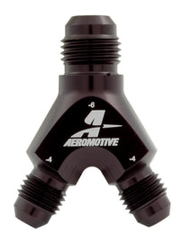 AEROMOTIVE 15671 Y-Block Fitting - 6an to 2 x -4an