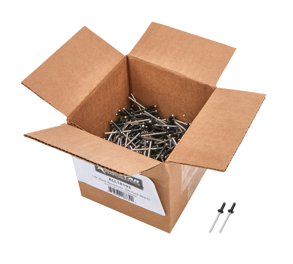 ALLSTAR PERFORMANCE 18193 1/8in Alum Rivet Black 500pk 1/8in-1/4in
