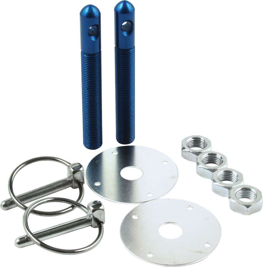 ALLSTAR PERFORMANCE 18502 Alum Hood Pin Kit 1/2in with 1/4in Clips Blue