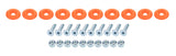 ALLSTAR PERFORMANCE 18689 Countersunk Bolt Kit Fluorescent Orange 10pk