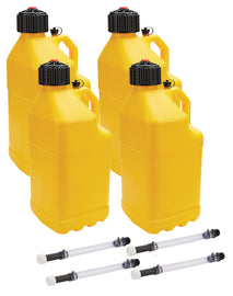 ALLSTAR PERFORMANCE 40123-4 Utility Jug 5 Gal w/ Filler Hose Yellow 4pk
