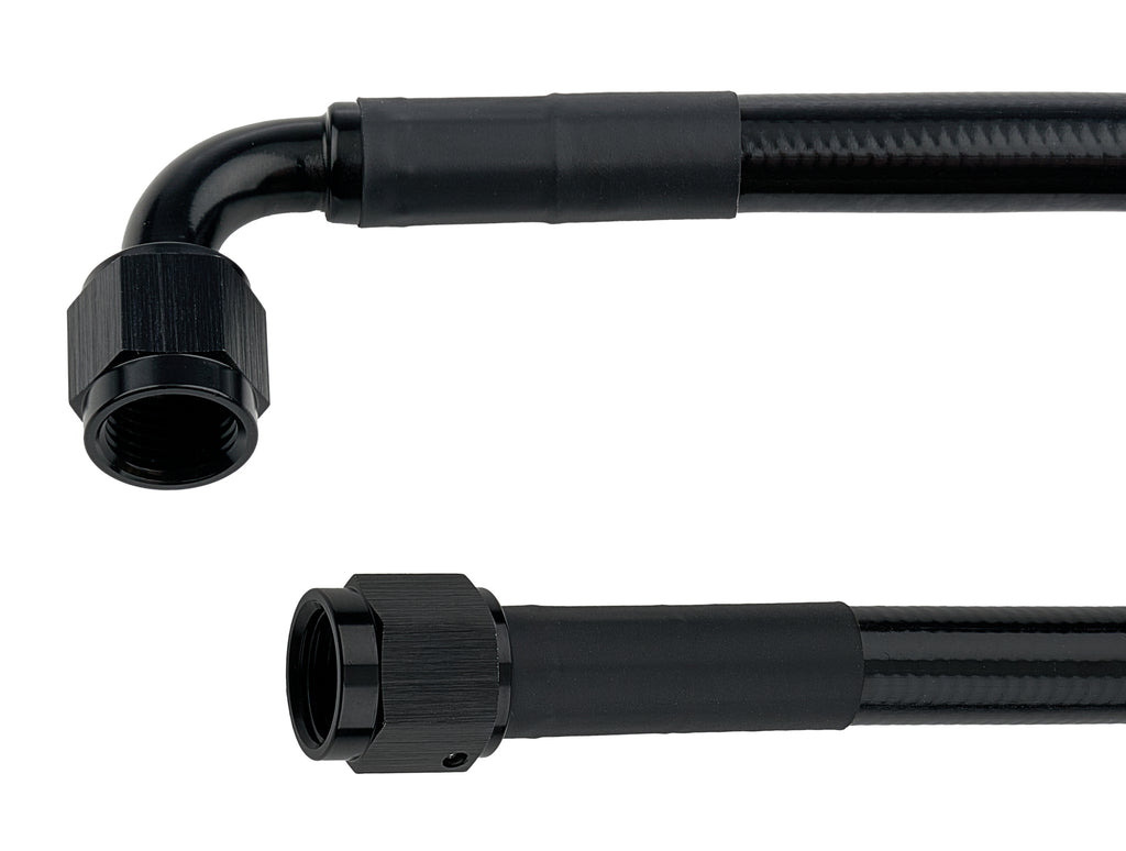 ALLSTAR PERFORMANCE ALL48466-21 ALLSTAR Performance Coated Braided Line 21 Inch #6 Hose with 6 AN Fittings and 90-Degree Female Elbow