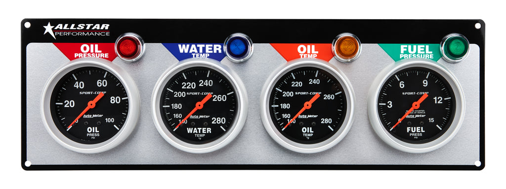 ALLSTAR PERFORMANCE 80114 4 Gauge Panel A/M OP/WT/OT/FP Sport-Comp