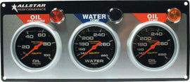 ALLSTAR PERFORMANCE ALL80122 ALLSTAR Performance 3-Gauge Panel Assembly with Oil Pressure, Oil Temperature, and Water Temperature - Black Face with Warning Lights