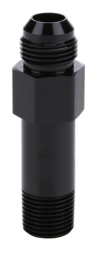ALLSTAR PERFORMANCE ALL90049 ALLSTAR Performance Oil Inlet Fitting 1/2 in NPT to 10AN Straight - Black Anodized Aluminum, 4 in Length