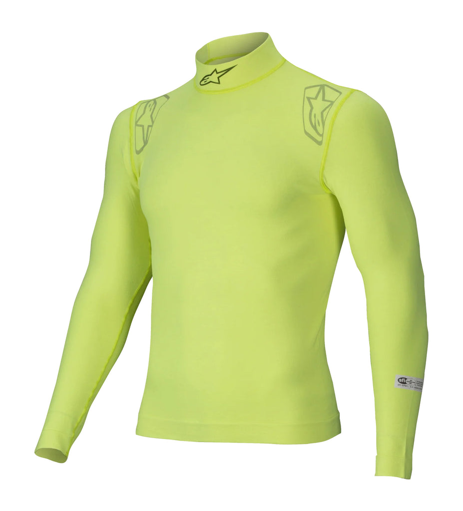 ALPINESTARS USA 4750325-55-XSS Alpinestars USA ZX EVO V3 Underwear Top - Long Sleeve, FIA Approved, SFI 3.3, Fluorescent Yellow, X-Small / Small