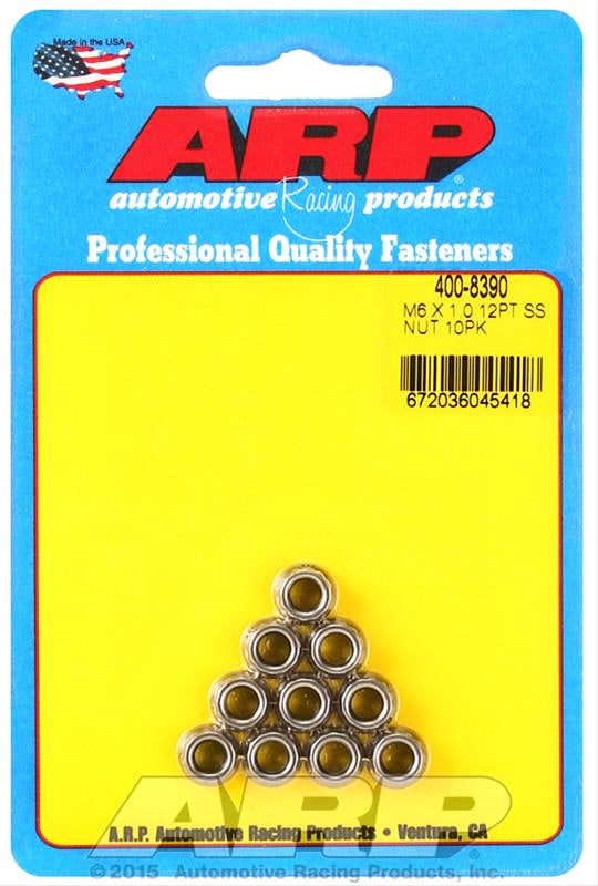 ARP 400-8390 6mm x 1.00 12pt Nuts 10pk Stainless Steel