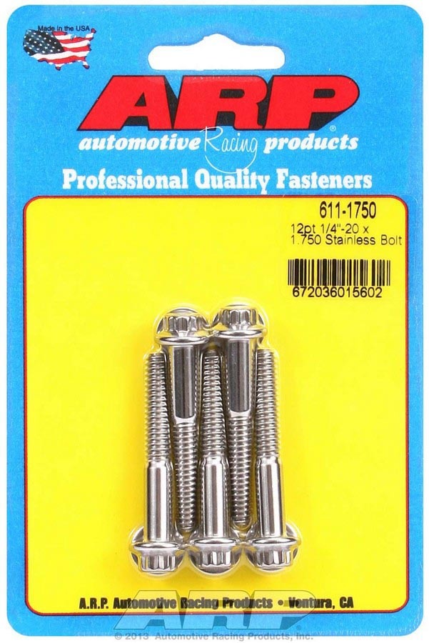 ARP 611-1750 S/S Bolt Kit - 12pt. (5) 1/4-20 x 1.750