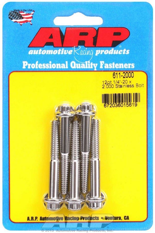ARP 611-2000 S/S Bolt Kit - 12pt. (5) 1/4-20 x 2.000