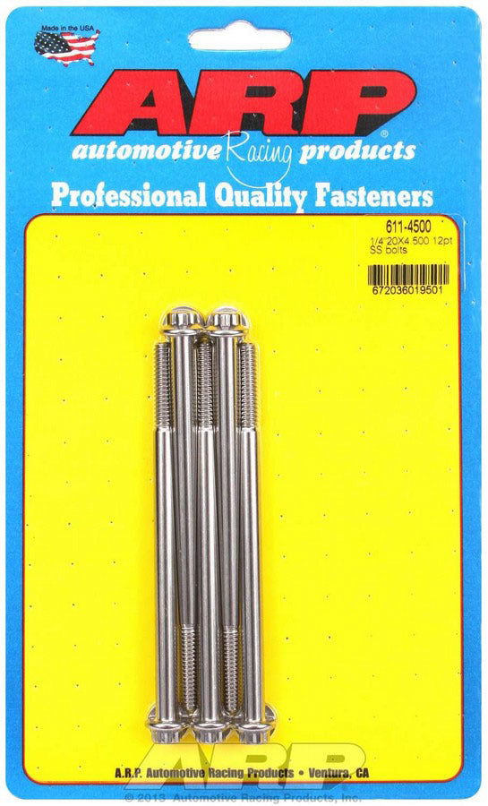 ARP 611-4500 S/S Bolt Kit - 12pt. (5) 1/4-20 x 4.500