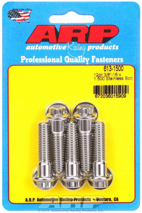 ARP 613-1500 S/S Bolt Kit - 12pt. (5) 3/8-16 x 1.500