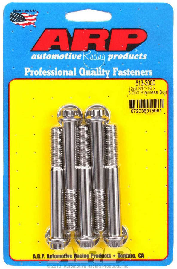 ARP 613-3000 S/S Bolt Kit - 12pt. (5) 3/8-16 x 3.000