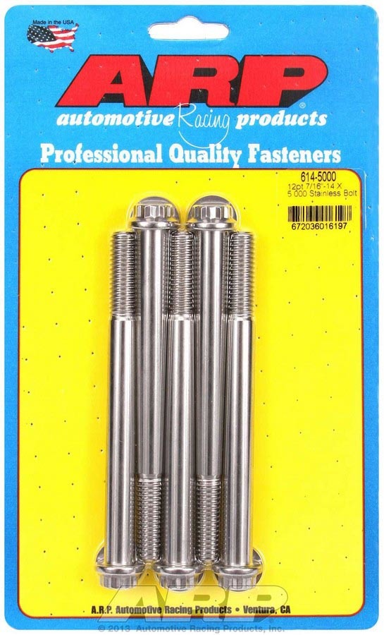 ARP 614-5000 S/S Bolt Kit - 12pt. (5) 7/16-24 x 5.000