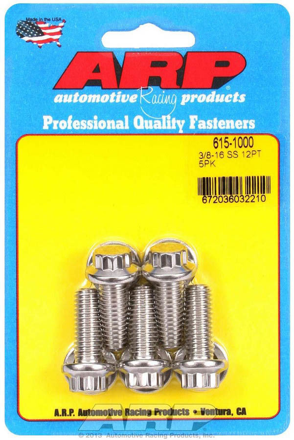 ARP 615-1000 S/S Bolt Kit - 12pt. (5) 3/8-16 x 1.000