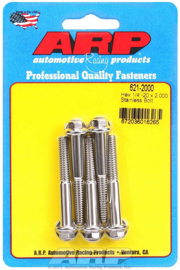 ARP 621-2000 S/S Bolt Kit - 6pt. (5) 1/4-20 x 2.000