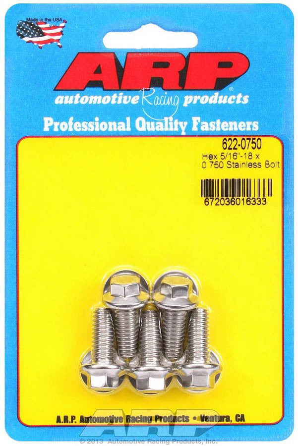 ARP 622-0750 S/S Bolt Kit - 6pt. (5) 5/16-18 x .750