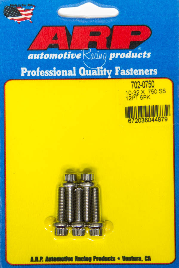 ARP 702-0750 S/S Bolt Kit -12pt (5pk) 10-32 x .750