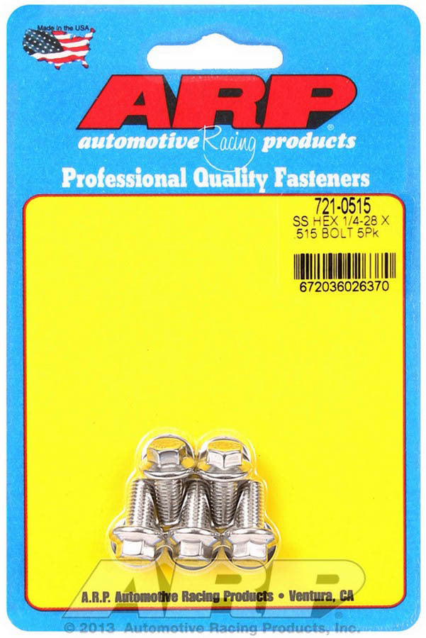 ARP 721-0515 S/S Bolt Kit - 6pt. (5) 1/4-28 x 0.515