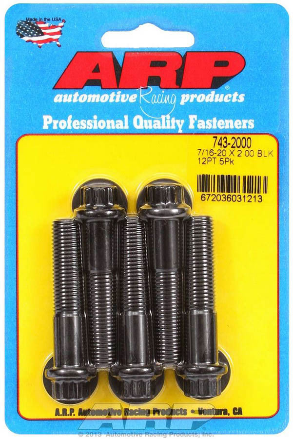 ARP 743-2000 ARP 743-2000 7/16-20 x 2-inch Threaded Bolts with 12-Point Head - Set of 5