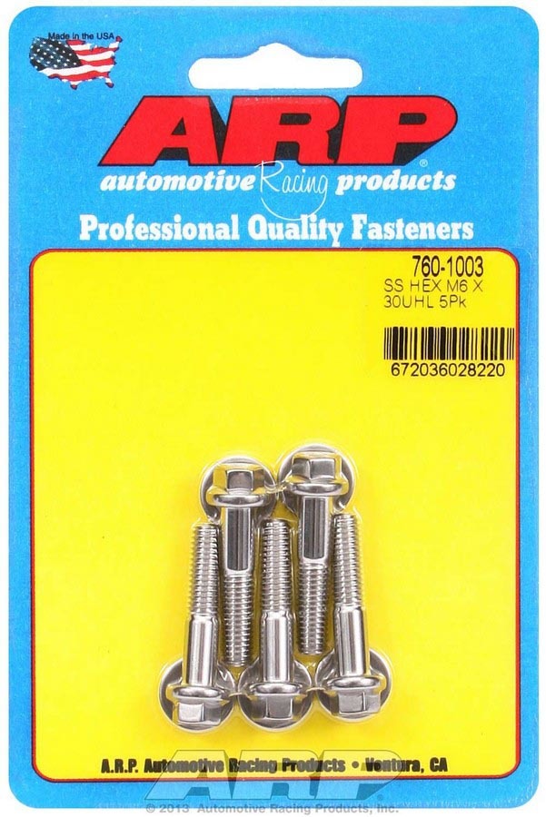 ARP 760-1003 S/S Bolt Kit - 6pt. (5) 6mm x 1.00 x 30mm