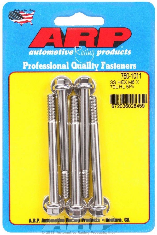 ARP 760-1011 S/S Bolt Kit 6pt 6mm x 1.00 x 70mm