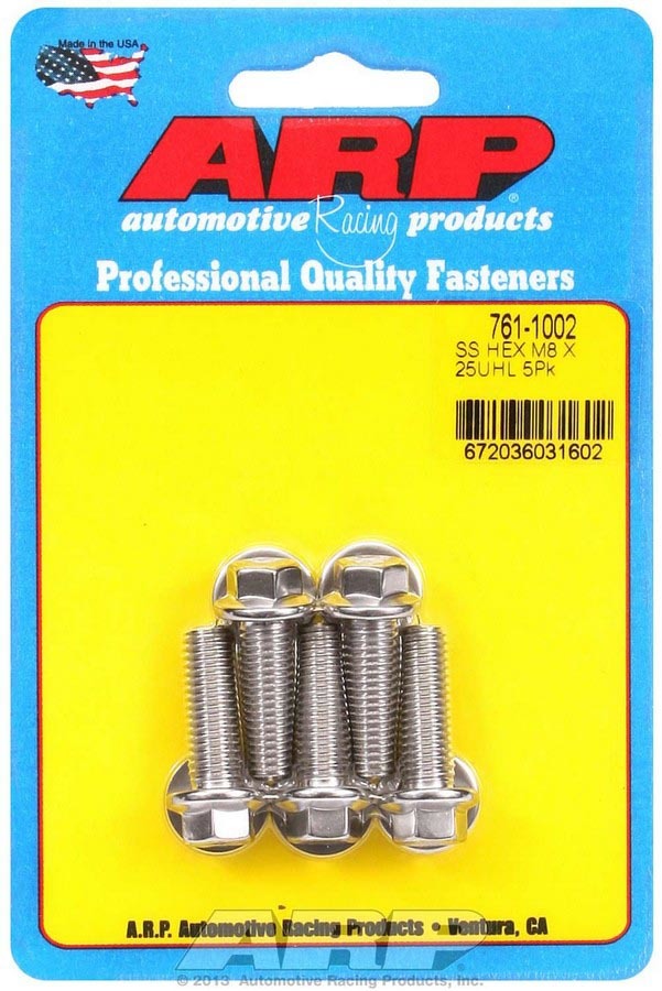 ARP 761-1002 S/S Bolt Kit - 6pt. (5) 8mm x 1.25 x 25