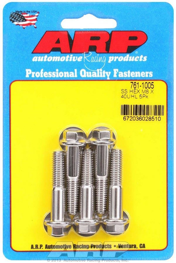 ARP 761-1005 8mm x 1.25 x 40mm 6pt S/S Bolt Kit 5pk
