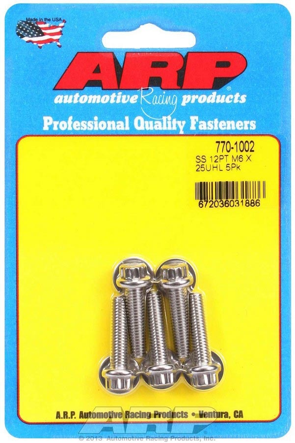 ARP 770-1002 S/S Bolt Kit - 12pt. (5) 6mm x 1.00 x 25