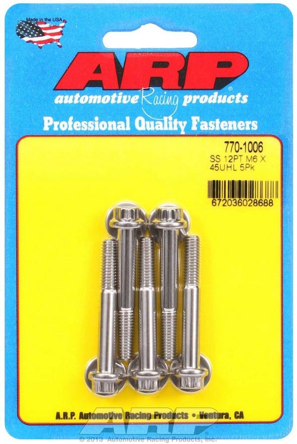 ARP 770-1006 S/S Bolt Kit - 12pt. (5) 6mm x 1.00 x 45mm
