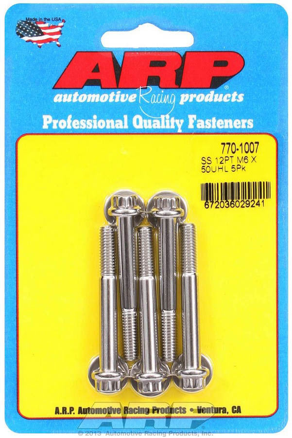 ARP 770-1007 S/S Bolt Kit - 12pt. (5) 6mm x 1.00 x 50mm