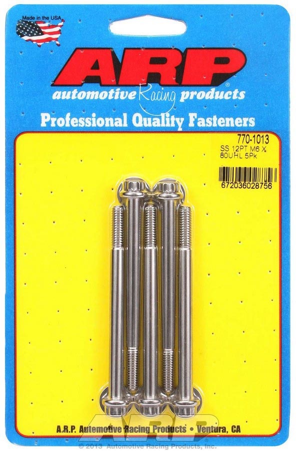 ARP 770-1013 S/S Bolt Kit - 12pt. (5) 6mm x 1.00 x 80