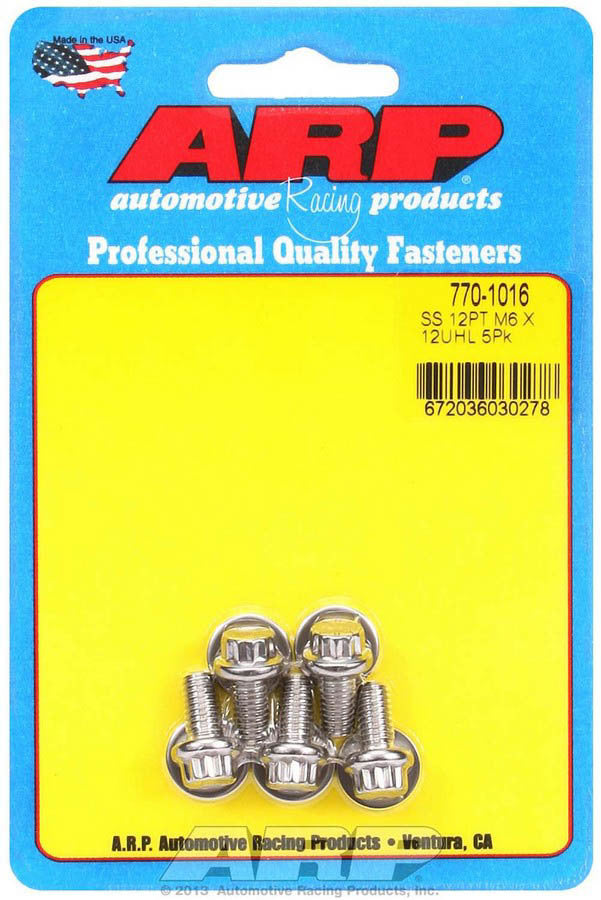 ARP 770-1016 S/S Bolt Kit - 12pt. (5) 6mm x 1.00 x 12