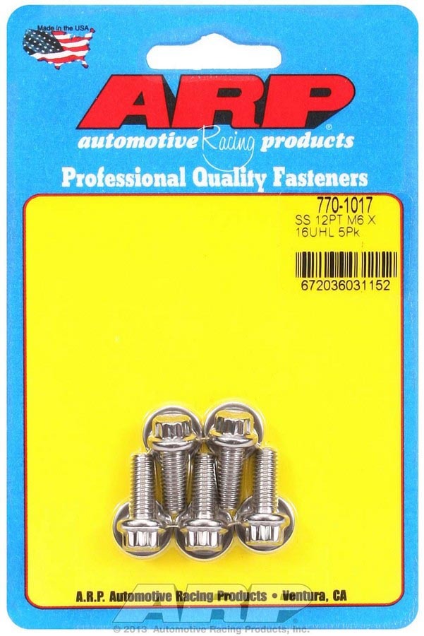 ARP 770-1017 S/S Bolt Kit - 12pt. (5) 6mm x 1.00 x 16