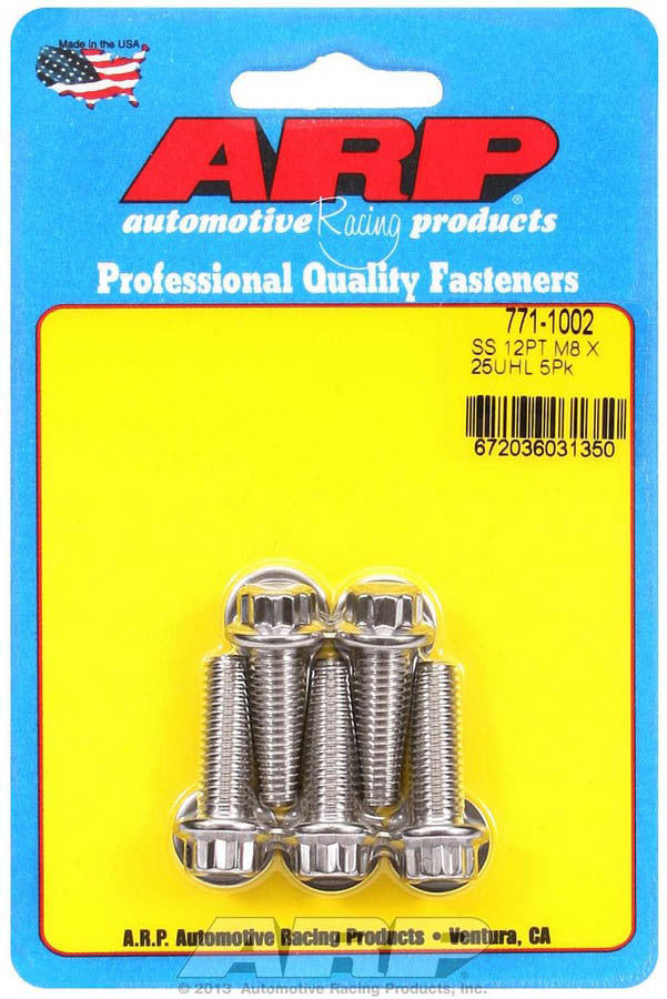 ARP 771-1002 S/S Bolt Kit - 12pt. (5) 8mm x 1.25 x 25