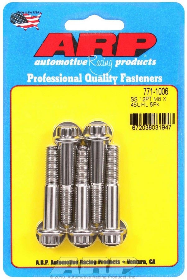 ARP 771-1006 S/S Bolt Kit -12pt (5pk) 8mm x 1.25 x 45mm