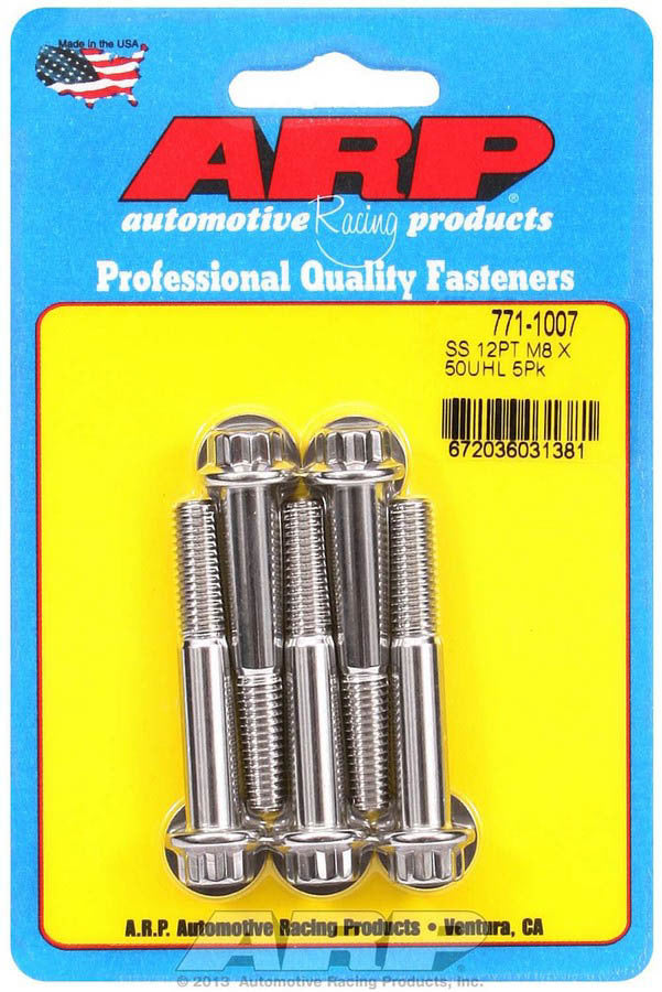 ARP 771-1007 S/S Bolt Kit - 12pt. (5) 8mm x 1.25 x 50mm