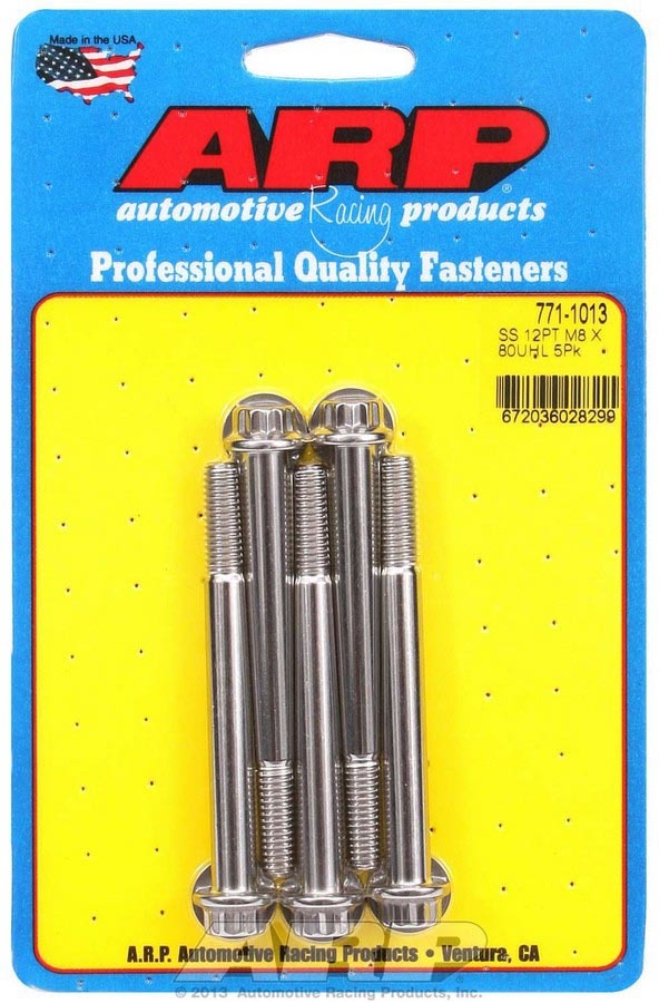 ARP 771-1013 S/S Bolt Kit - 12pt. (5) 8mm x 1.25 x 80