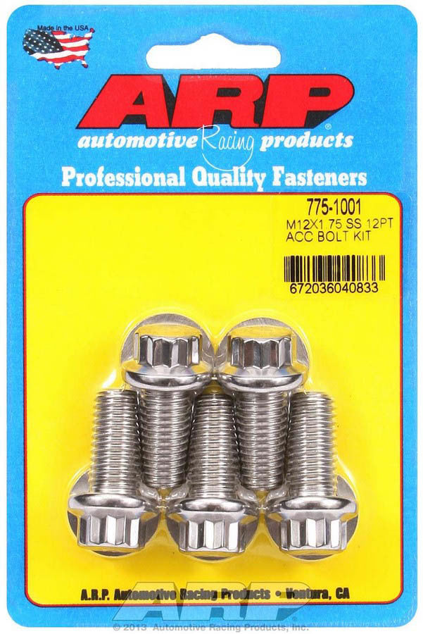 ARP 775-1001 S/S Bolt Kit - 12pt. (5) 12mm x 1.75 x 25mm