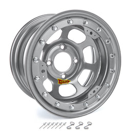 AERO RACE WHEELS 33-074520S 13x7 2in. 4.50 Silver Beadlock Wheel