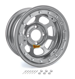 AERO RACE WHEELS 33-084520S 13x8 2in. 4.50 Silver Beadlock Wheel