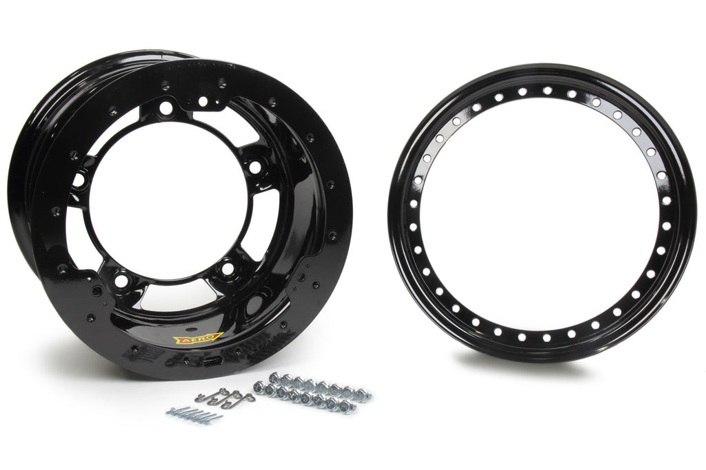 AERO RACE WHEELS 53-100540B 15X10 4in Wide 5 Black Beadlock