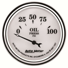 Load image into Gallery viewer, AUTOMETER 1227 Autometer 1227 Old Tyme White II 0-100 psi Electric Analog Oil Pressure Gauge